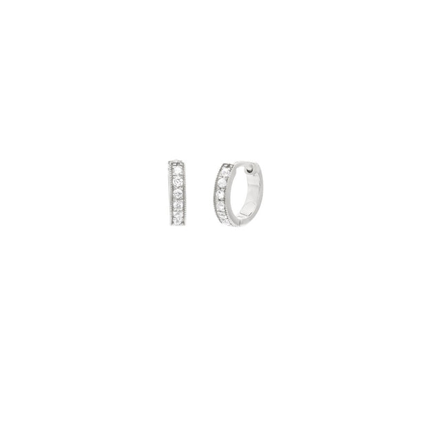Leah Alexandra - Earrings Pave Huggies 10mm White CZ Silver