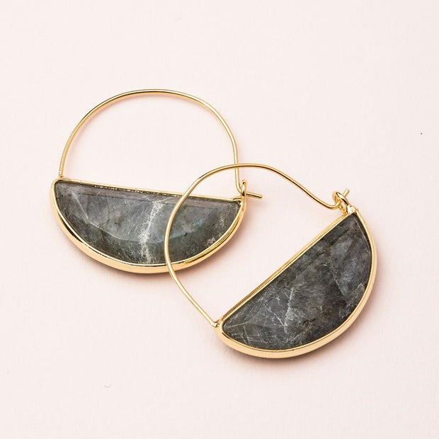 Scout Curated Wears - Earrings Stone Prism Hoops Labradorite / Gold