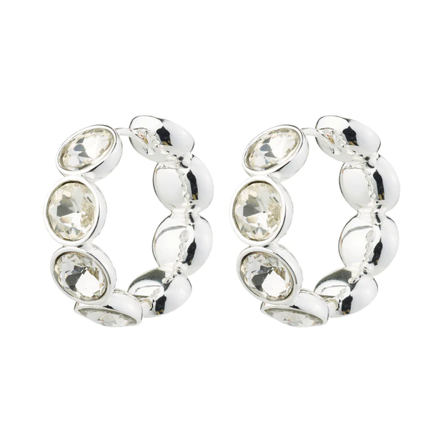 Pilgrim - Callie Recycled Silver Plated Crystal Hoop Earrings