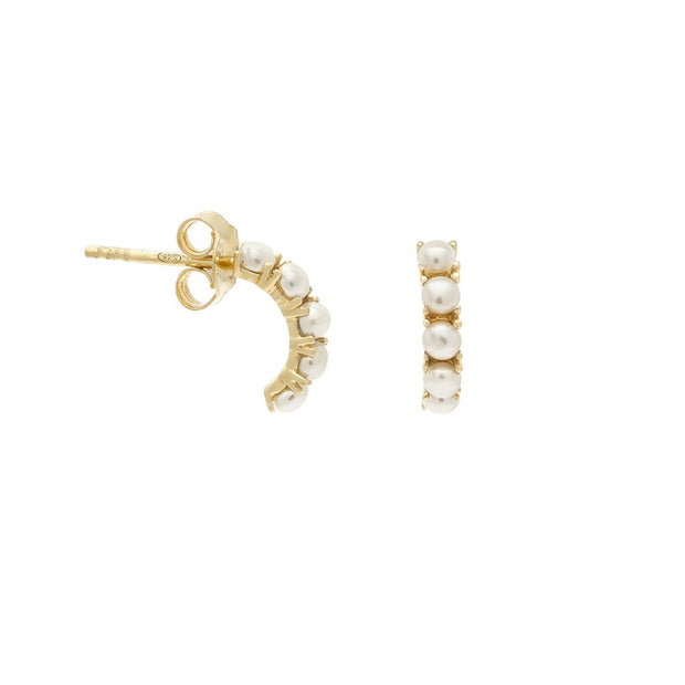 Leah Alexandra - Kusshi Mini Hoop Pearl Earrings in Gold