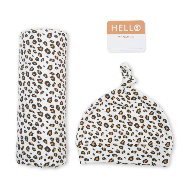 Hello World Blanket and Hat Leopard