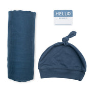 Lulujo Hello World Blanket and Hat Blue