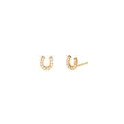 Leah Alexandra Tiny Horseshoe Stud Earrings 9k Gold & Diamond