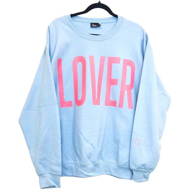 Loop Lifestyle "Lover" Oversized Crew - Baby Blue with Pink