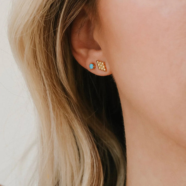 Leah Alexandra - Element  Stud Earrings Gold & Turquoise