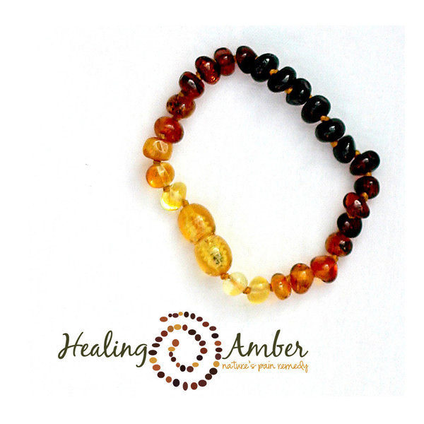 Healing Amber - 6.5 " Bracelet/Anklet Rainbow (Clasp)