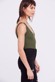 Free People Intimately Solid Rib Brami in Army