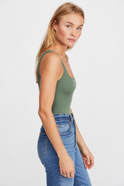Free People Intimately Square One Seamless Cami in Moss