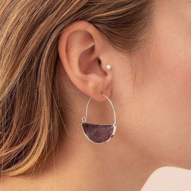 Scout Curated Wears - Earrings Stone Prism Hoops Howlite / Gold