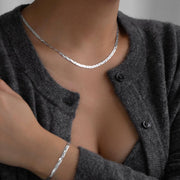 Leah Alexandra - Herringbone Braided Necklace Silver
