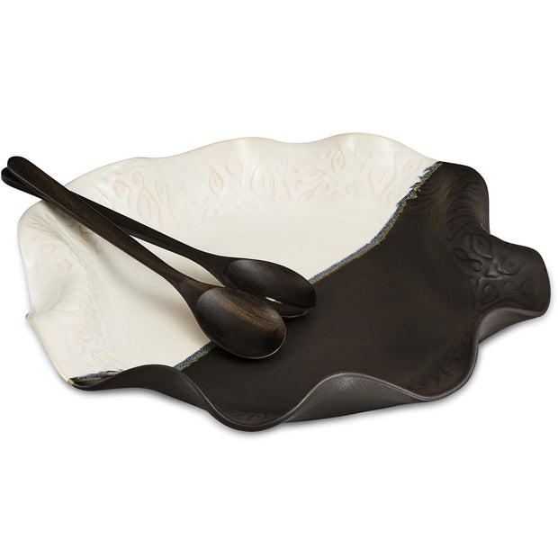 Hilborn - Platter with Small Palm Servers Black and White