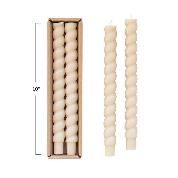 10" Unscented Twisted Taper Candles