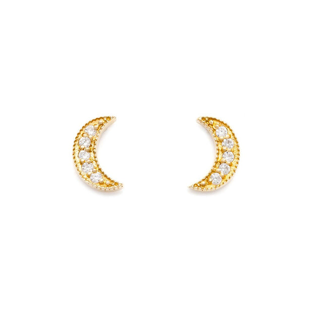 Leah Alexandra - Earrings Luna Crescent Moon Studs Gold