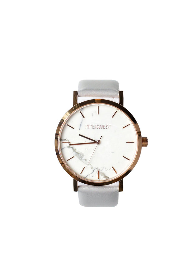 PiperWest - Marble Minimalist 42mm in Rose Gold and Grey