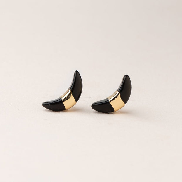 Scout Curated Wears - Earrings Crescent Moon Stud Black Spinel / Gold
