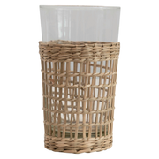 Creative Co-op Drinking Glass with Seagrass Sleeve