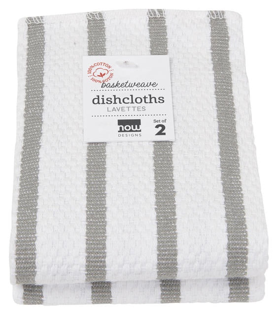 Now Designs Basketweave Dishcloths Set of 2 London Grey