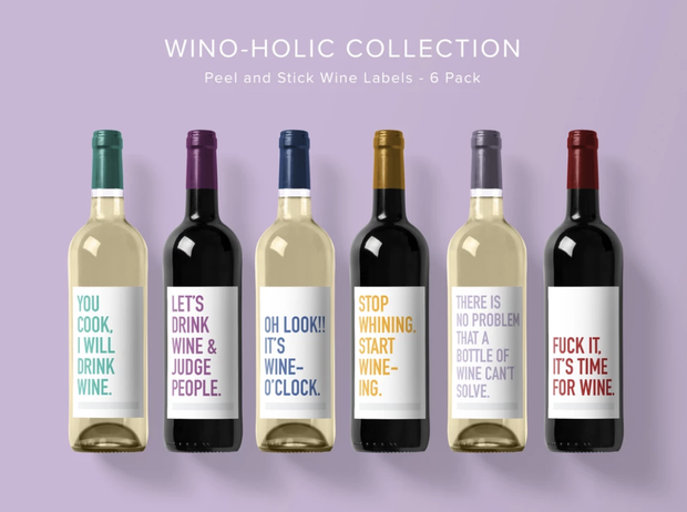 Classy Cards - Wine Labels 6 Pack Wino-holic
