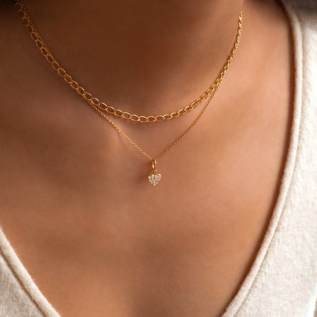 Leah Alexandra - Heart Pave Necklace in Gold - CZ