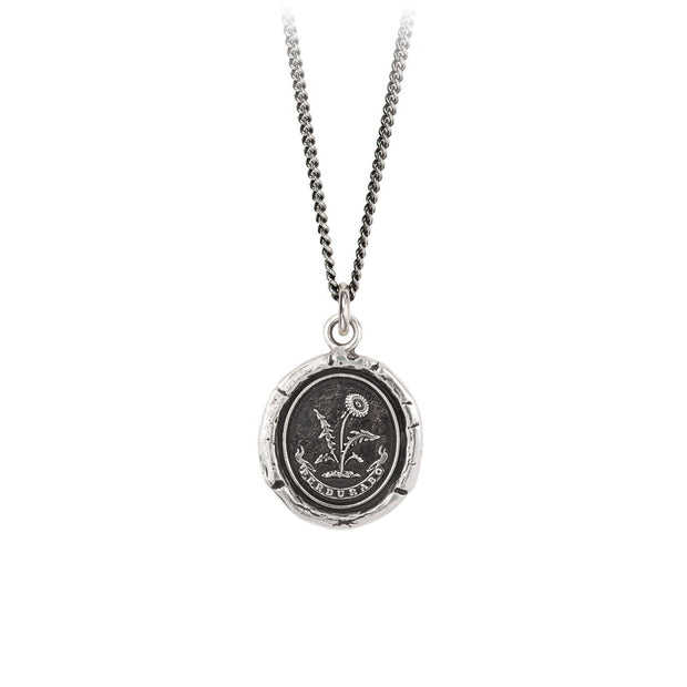 Pyrrha - I Will Endure Talisman 18" Sterling Silver Necklace