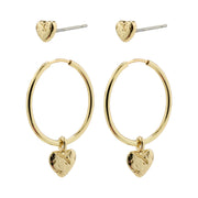 Pilgrim - Jayla Heart Earrings 2-in-1 Set in Gold