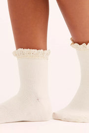 Free People - Beloved Waffle Knit Ankle Sock Ivory