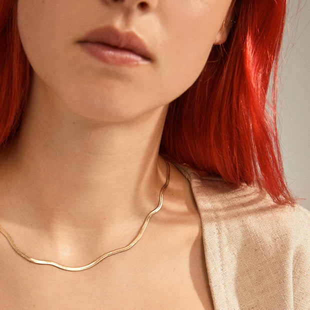 Pilgrim - Joanna Flat Snake Necklace in Gold