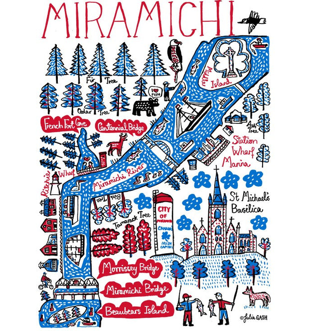 Julia Gash - Miramichi Cityscape Tote Bag 15"w x 17"h x 4"d