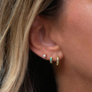 Leah Alexandra - Pave Mini Huggie Earrings 8mm Turqoise
