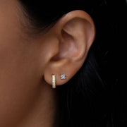 Leah Alexandra - Earrings Pave Huggies 10mm White CZ Gold