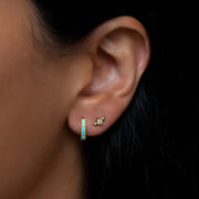 Leah Alexandra - Pave Huggie Earrings 10mm Turqoise