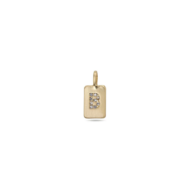Pilgrim - Crystal Tag Letter Pendant Gold Plated