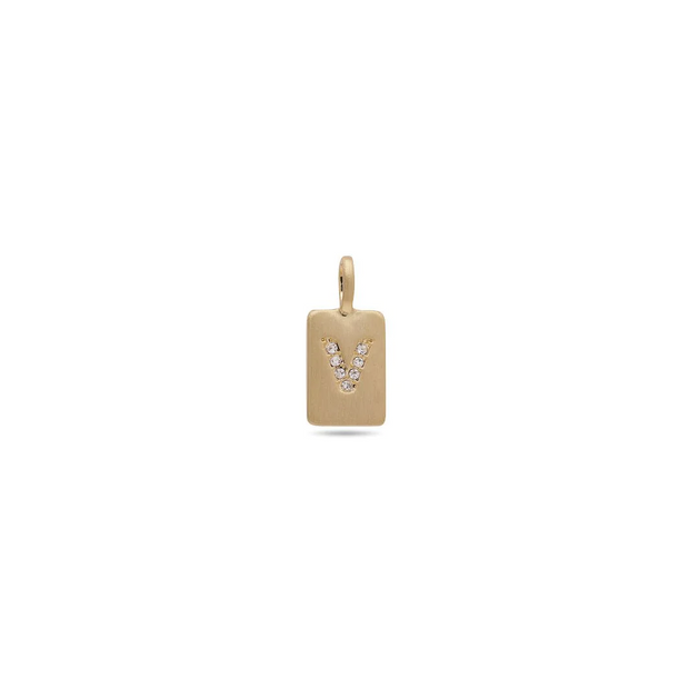 Pilgrim - Crystal Tag Letter Pendant Gold Plated