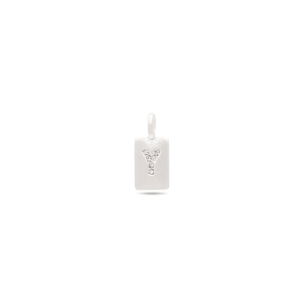 Pilgrim - Crystal Tag Letter Pendant Silver Plated