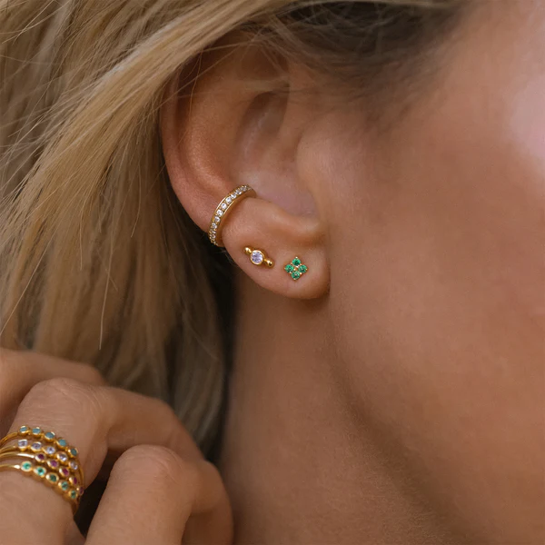 Leah Alexandra - Quaditta Stud Earrings - Emerald