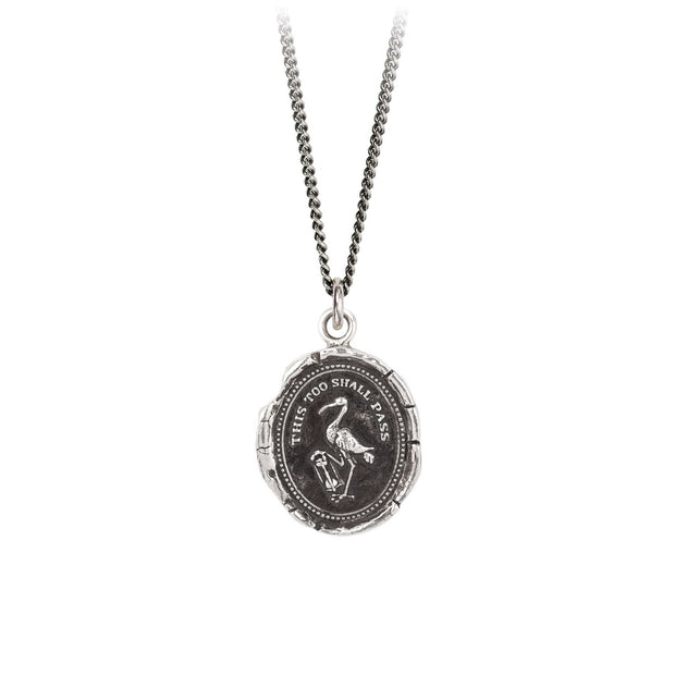 Pyrrha - This Too Shall Pass Talisman 18" Sterling Silver Necklace